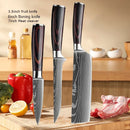 ✨ Conjunto de Facas Damascus Profissional – Chef, Desossa, Santoku e Cutelo com Capa