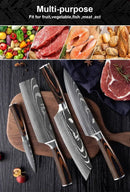 ✨ Conjunto de Facas Damascus Profissional – Chef, Desossa, Santoku e Cutelo com Capa