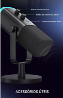 Microfone Fifine XLR AM8 Dinâmico Cardioide cor preto