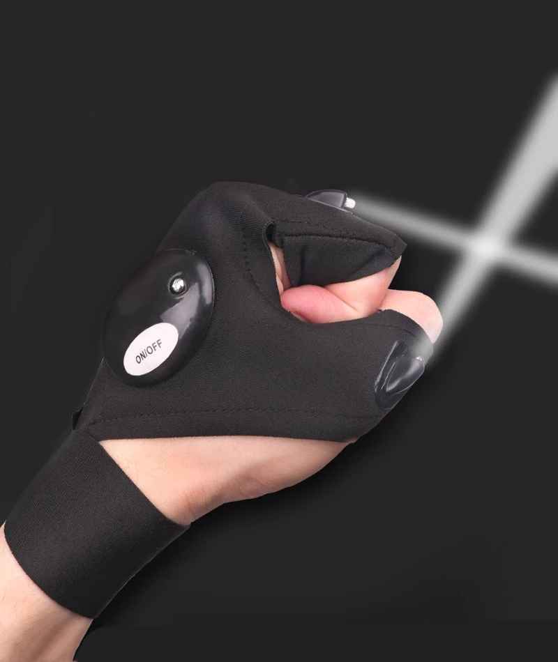 FlashTouch Meia Luva Sem Dedos para Pesca, e Atividades Noturnas | À Prova d’Água