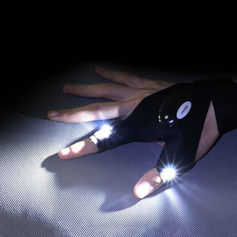 FlashTouch Meia Luva Sem Dedos para Pesca, e Atividades Noturnas | À Prova d’Água
