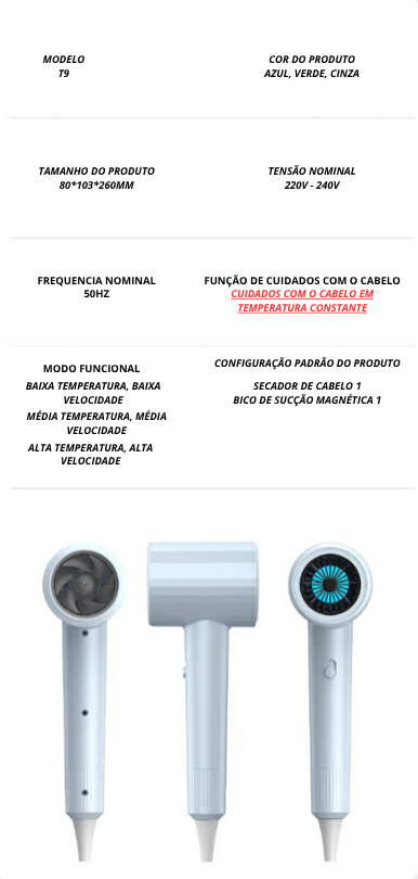 🌀 Mini Secador de Cabelo Dobrável 750W com Bolsa | Compacto, Potente e Ideal para Viagens!