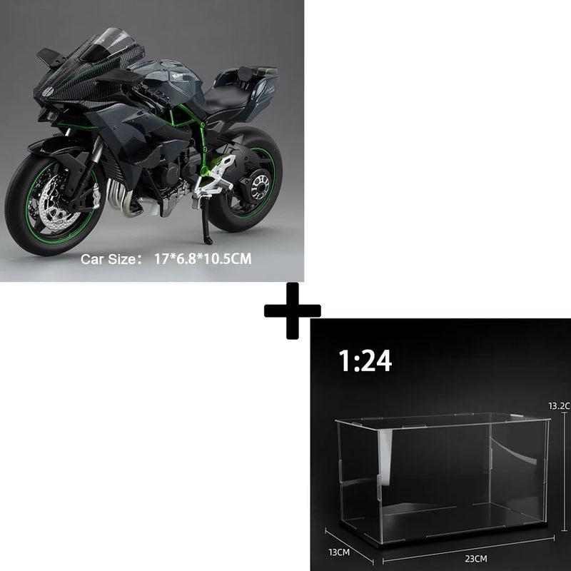 Motocicleta em Escala 1:12 Kawazaki NINJA H2R S1000RR - Modelo Diecast de Liga Metálica com Som, Luz e Amortecimento - Presente Ideal para Filhos(a) e Colecionadores