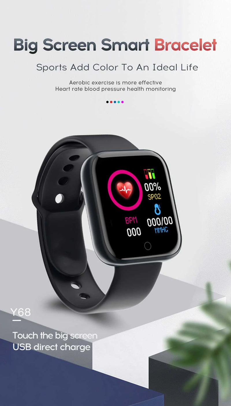 Smartwatch Multifuncional Y68/D20 para Homens e Mulheres – Bluetooth, Música, Monitor de Sono, Rastreador Fitness e Conectividade com Celular