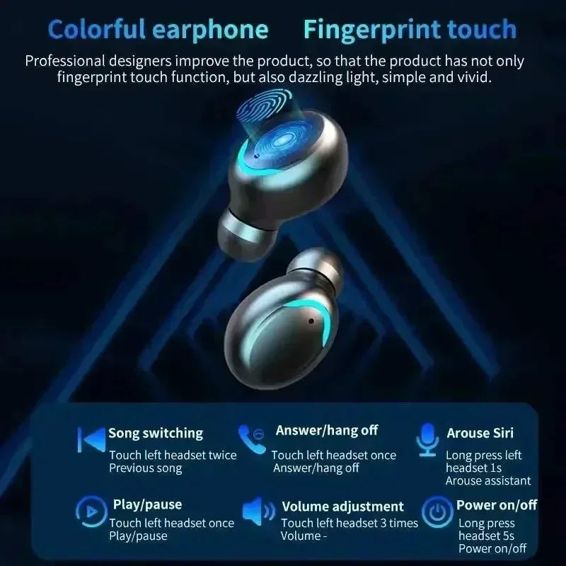 Fones TWS F9-5 — Bluetooth Sem Fio Estéreo Hi-Fi com Microfone, Viva-Voz e Função de Amplificação Sonora