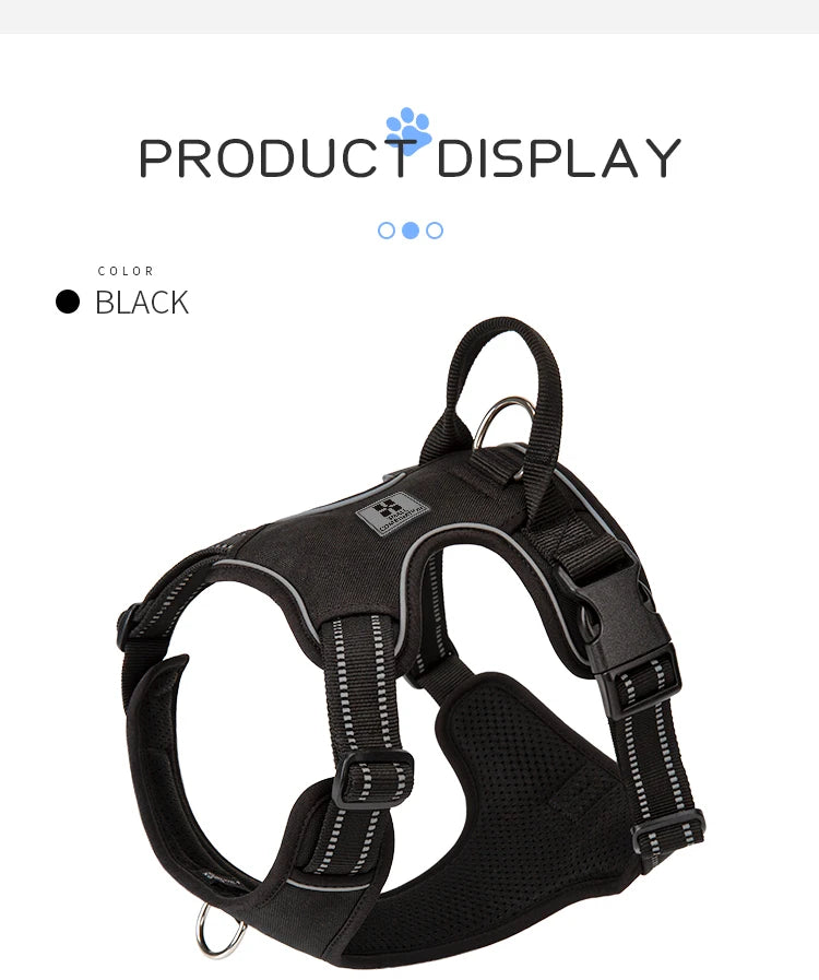 Peitoral Personalizado para Cães — Ajustável, Antipuxão, Refletivo e Almofadado para Passeios ao Ar Livre (Porte Pequeno, Médio e Grande)