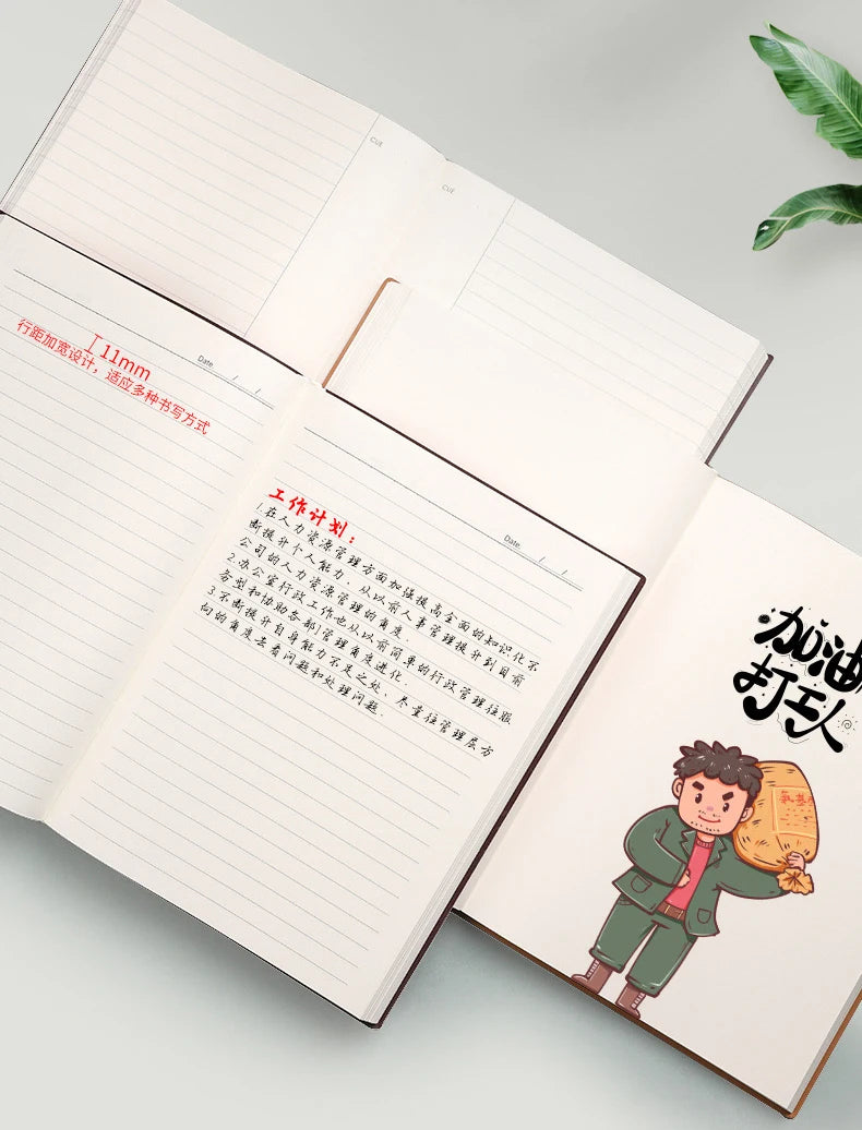 Caderno A4 com Capa Soft PU – Páginas em Branco e Linha Horizontal – Diário para Escritório e Estudo – 100 ou 208 Folhas