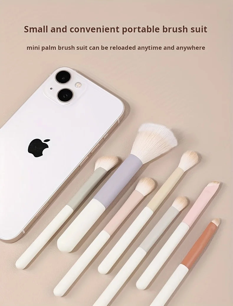 10 Mini Portable Makeup Brush Set – Kit Completo com Pincéis de Sombra, Cerdas Macias, Compacto para Viagem
