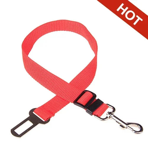 Cinto de Segurança Ajustável para Pets — Guia de Carro para Cães e Gatos com Presilha de Fixação, Seguro e Confortável
