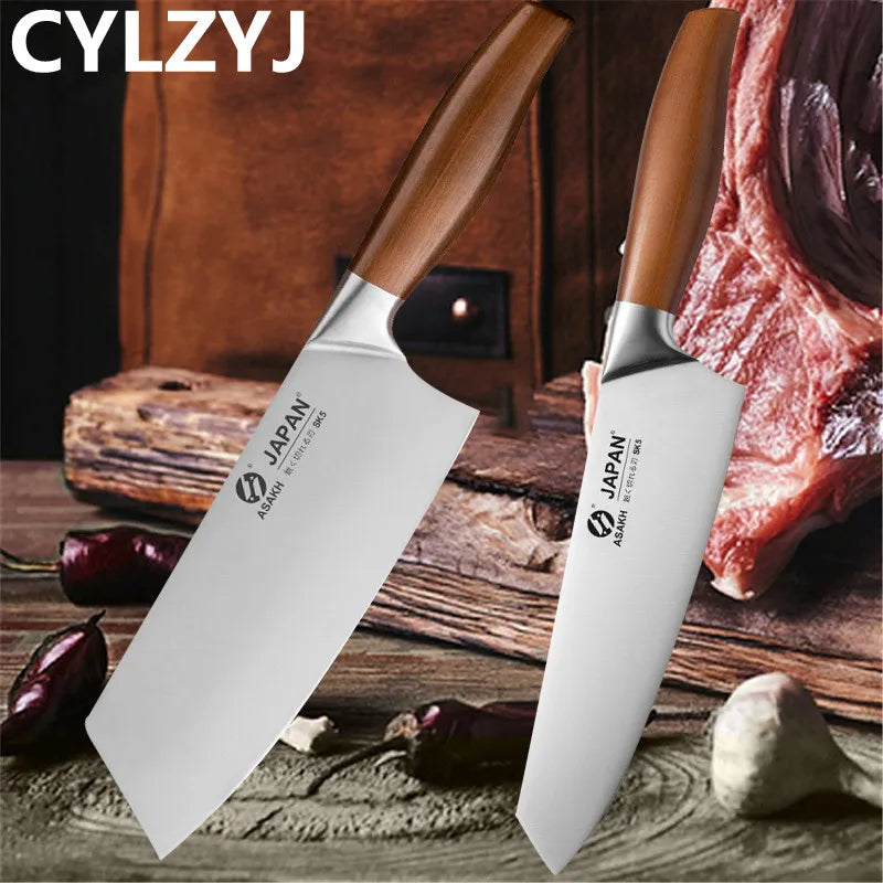 Conjunto de Facas de Chef Japonesas em Aço Inoxidável – Para Carne, Peixe e Vegetais