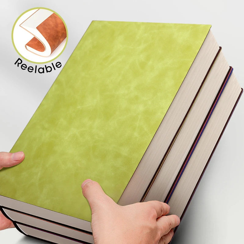 Caderno A4 com Capa Soft PU – Páginas em Branco e Linha Horizontal – Diário para Escritório e Estudo – 100 ou 208 Folhas