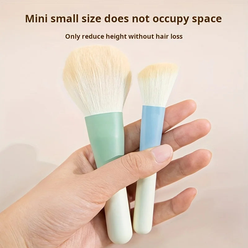 10 Mini Portable Makeup Brush Set – Kit Completo com Pincéis de Sombra, Cerdas Macias, Compacto para Viagem