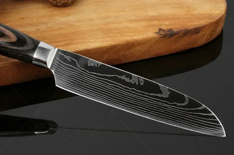 ✨ Conjunto de Facas Damascus Profissional – Chef, Desossa, Santoku e Cutelo com Capa