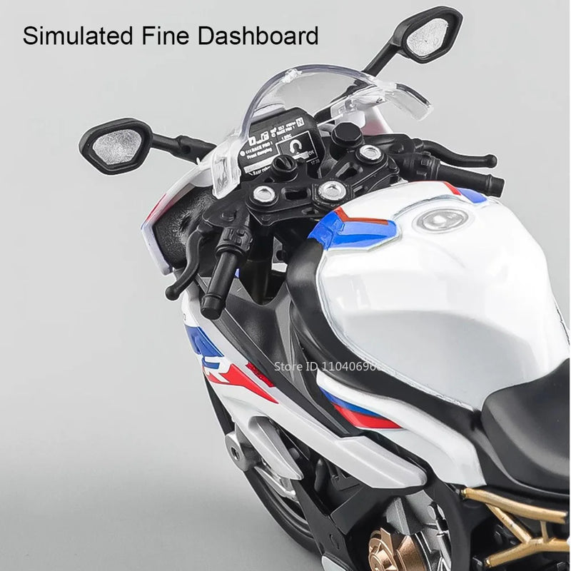 Motocicleta em Escala 1:12 Kawazaki NINJA H2R S1000RR - Modelo Diecast de Liga Metálica com Som, Luz e Amortecimento - Presente Ideal para Filhos(a) e Colecionadores