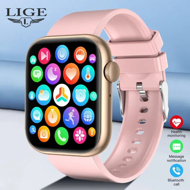 Smartwatch LIGE para Mulheres – Tela Touchscreen Completa, Chamada Bluetooth, À Prova D’Água, Rastreador Fitness Esportivo