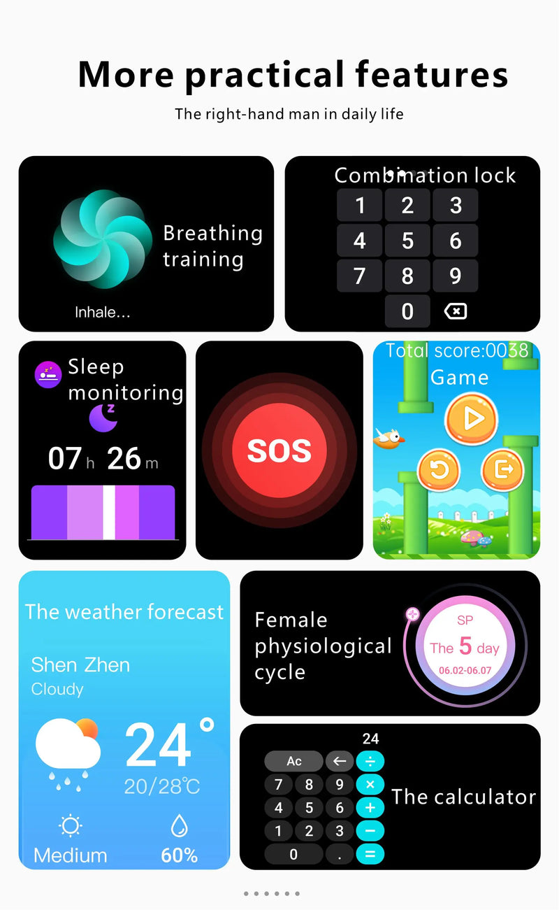 Smartwatch LIGE para Mulheres – Tela Touchscreen Completa, Chamada Bluetooth, À Prova D’Água, Rastreador Fitness Esportivo