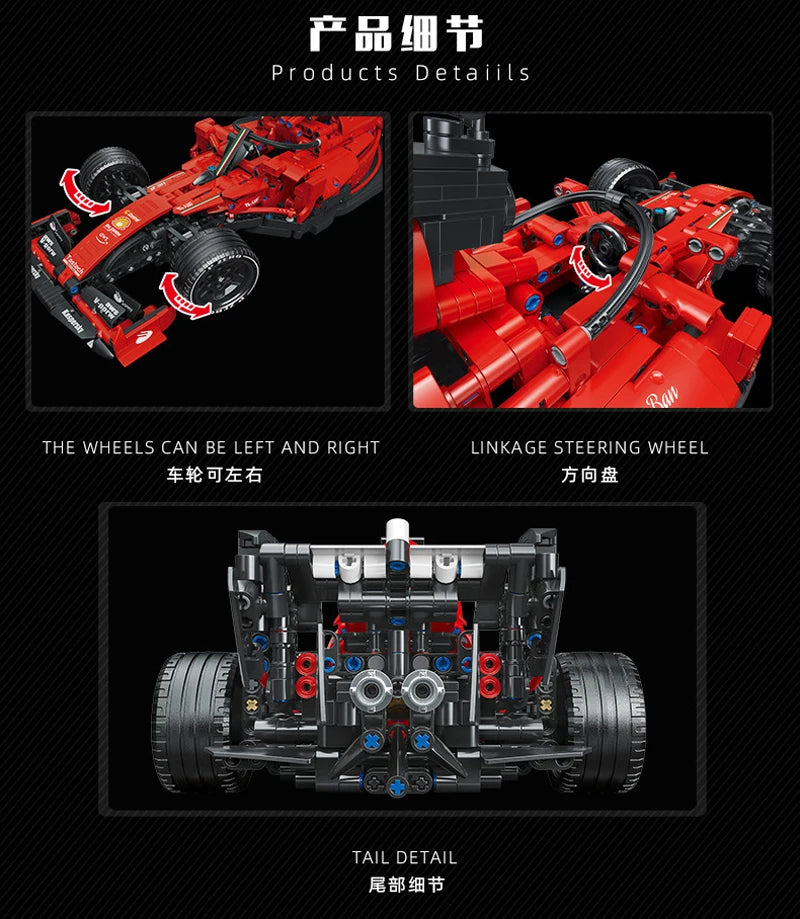 Carro de Corrida F1 Controle Remoto – Blocos de Montar High-Tech Tipo MOC – Modelo Técnico Criativo com Bricks, Presente para Experts
