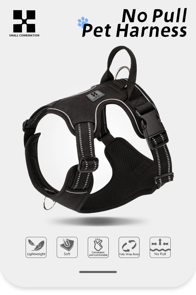 Peitoral Personalizado para Cães — Ajustável, Antipuxão, Refletivo e Almofadado para Passeios ao Ar Livre (Porte Pequeno, Médio e Grande)