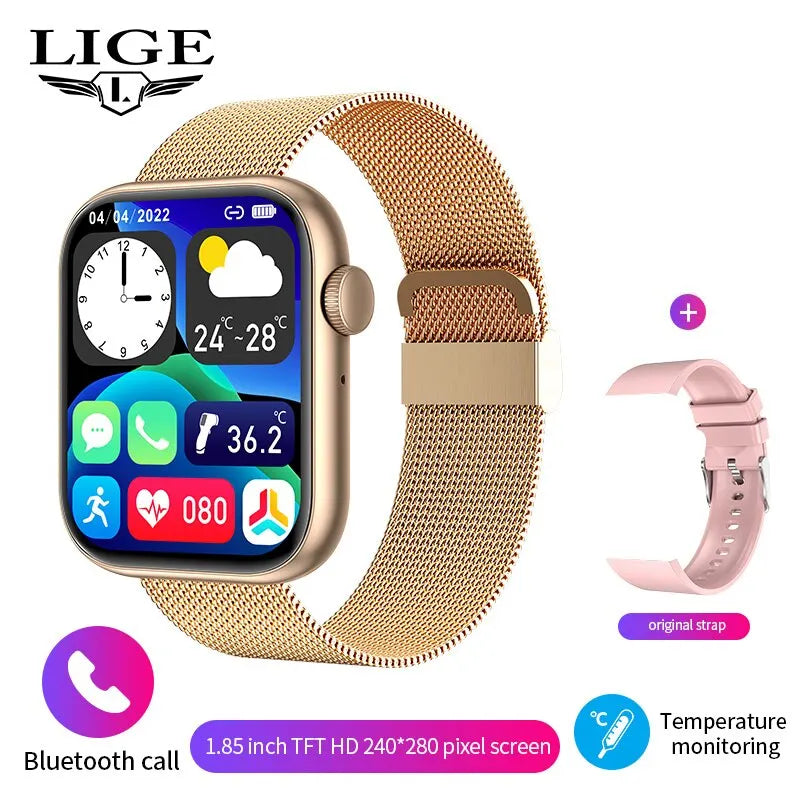 Smartwatch LIGE para Mulheres – Tela Touchscreen Completa, Chamada Bluetooth, À Prova D’Água, Rastreador Fitness Esportivo