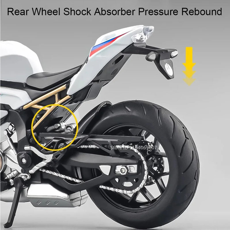 Motocicleta em Escala 1:12 Kawazaki NINJA H2R S1000RR - Modelo Diecast de Liga Metálica com Som, Luz e Amortecimento - Presente Ideal para Filhos(a) e Colecionadores