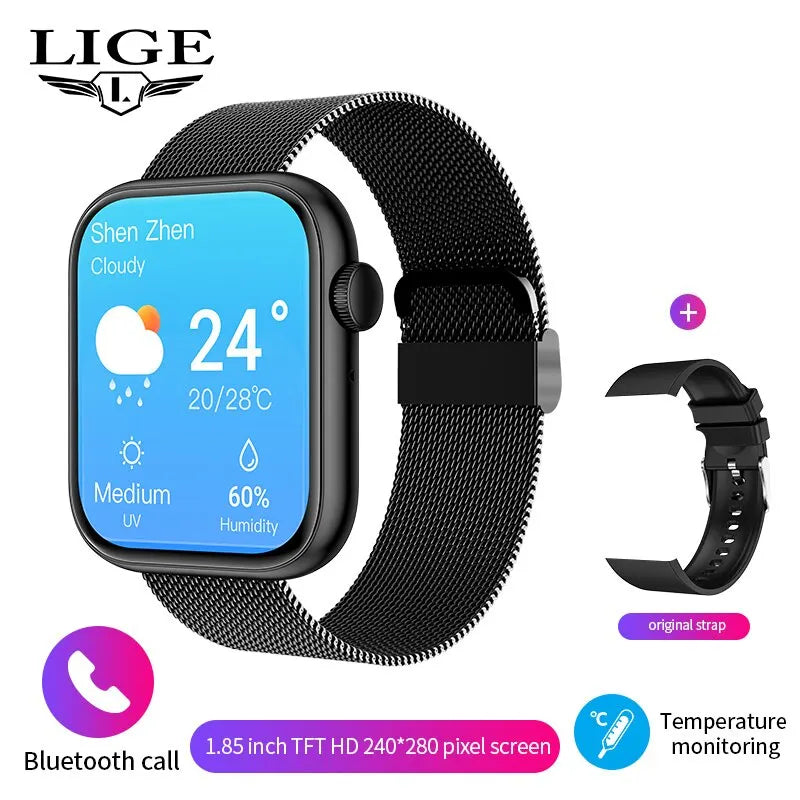 Smartwatch LIGE para Mulheres – Tela Touchscreen Completa, Chamada Bluetooth, À Prova D’Água, Rastreador Fitness Esportivo