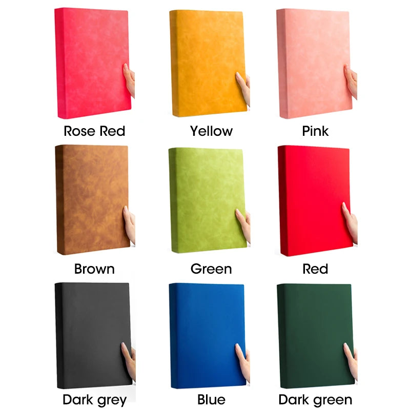 Caderno A4 com Capa Soft PU – Páginas em Branco e Linha Horizontal – Diário para Escritório e Estudo – 100 ou 208 Folhas