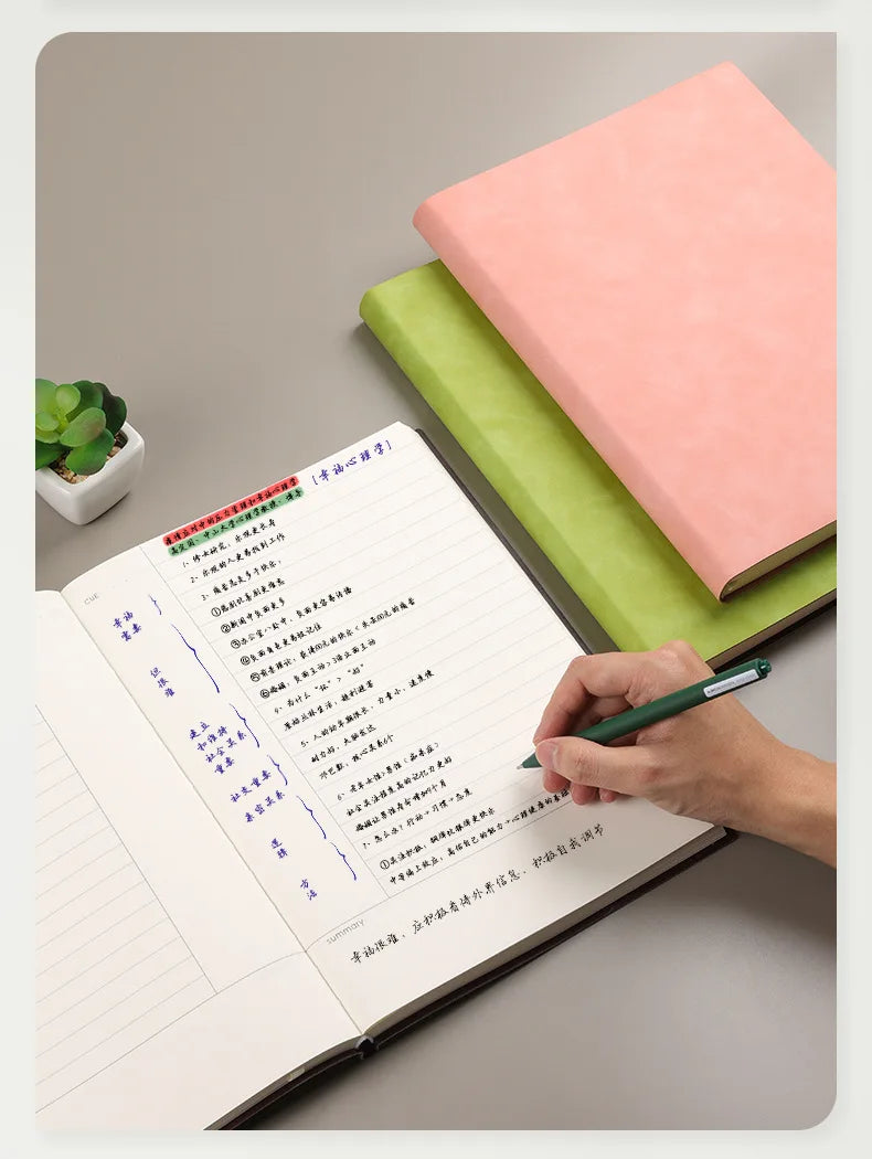 Caderno A4 com Capa Soft PU – Páginas em Branco e Linha Horizontal – Diário para Escritório e Estudo – 100 ou 208 Folhas
