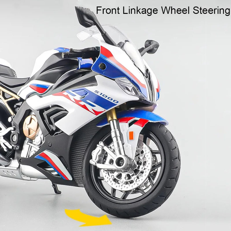 Motocicleta em Escala 1:12 Kawazaki NINJA H2R S1000RR - Modelo Diecast de Liga Metálica com Som, Luz e Amortecimento - Presente Ideal para Filhos(a) e Colecionadores