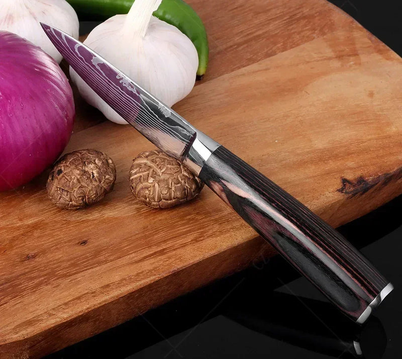 ✨ Conjunto de Facas Damascus Profissional – Chef, Desossa, Santoku e Cutelo com Capa