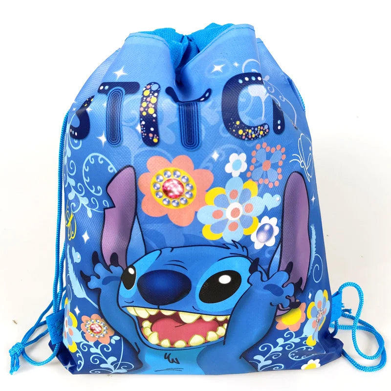 Mochila Saco Disney Stitch – Bolsa Infantil com Cordinha, Estilo Kawaii, Presente para Festa de Aniversário