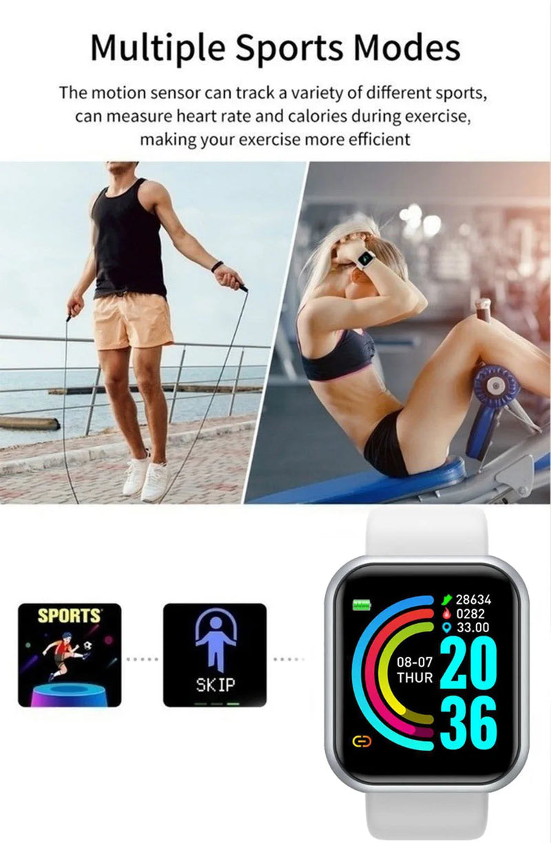 Smartwatch Multifuncional Y68/D20 para Homens e Mulheres – Bluetooth, Música, Monitor de Sono, Rastreador Fitness e Conectividade com Celular