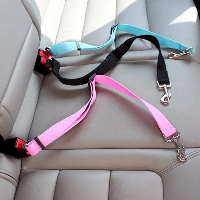 Cinto de Segurança Ajustável para Pets — Guia de Carro para Cães e Gatos com Presilha de Fixação, Seguro e Confortável