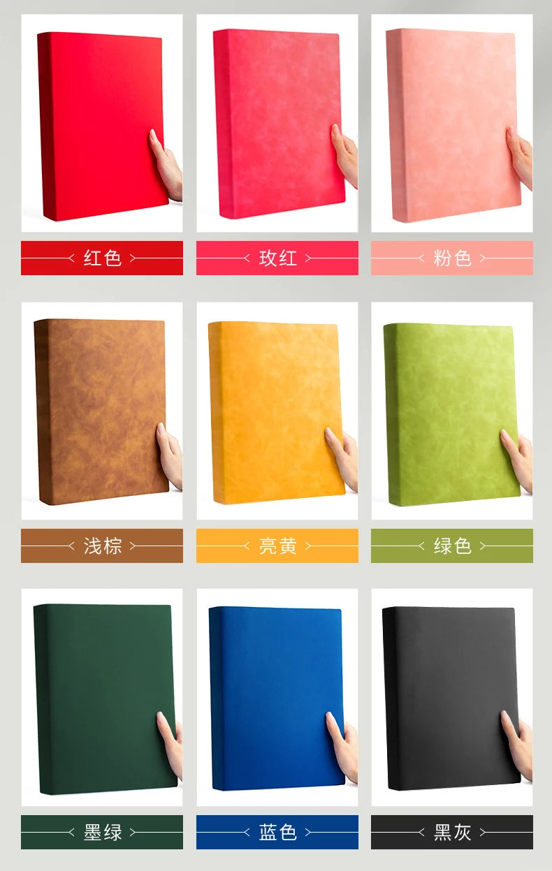 Caderno A4 com Capa Soft PU – Páginas em Branco e Linha Horizontal – Diário para Escritório e Estudo – 100 ou 208 Folhas