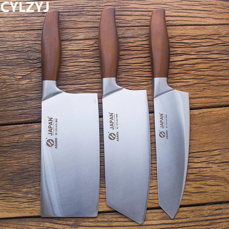 Conjunto de Facas de Chef Japonesas em Aço Inoxidável – Para Carne, Peixe e Vegetais
