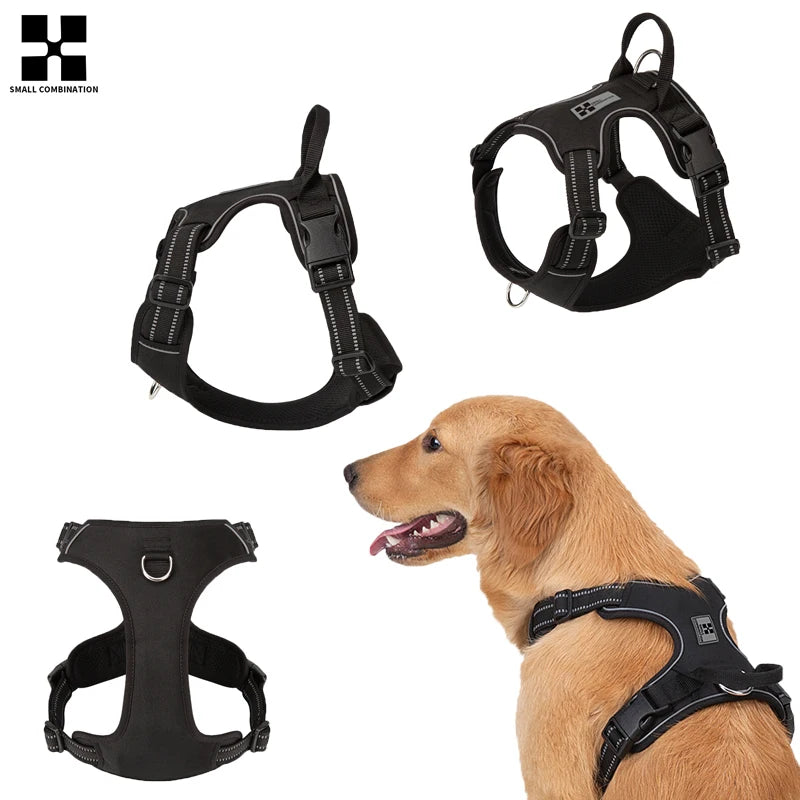 Peitoral Personalizado para Cães — Ajustável, Antipuxão, Refletivo e Almofadado para Passeios ao Ar Livre (Porte Pequeno, Médio e Grande)