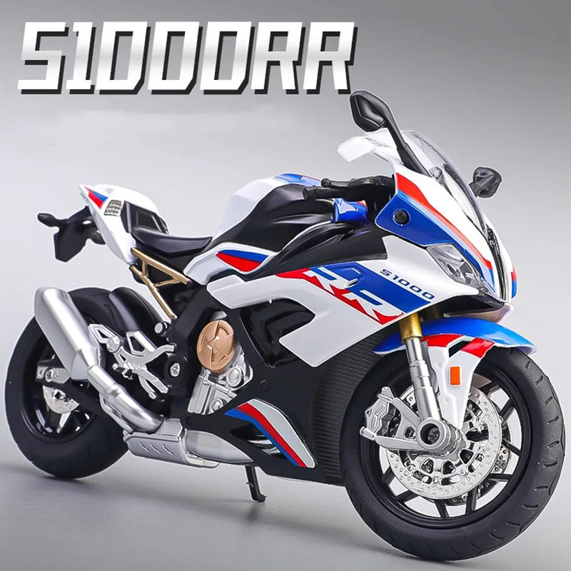 Motocicleta em Escala 1:12 Kawazaki NINJA H2R S1000RR - Modelo Diecast de Liga Metálica com Som, Luz e Amortecimento - Presente Ideal para Filhos(a) e Colecionadores