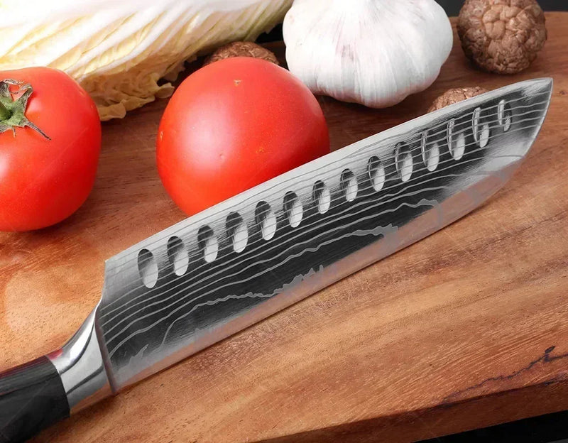 ✨ Conjunto de Facas Damascus Profissional – Chef, Desossa, Santoku e Cutelo com Capa