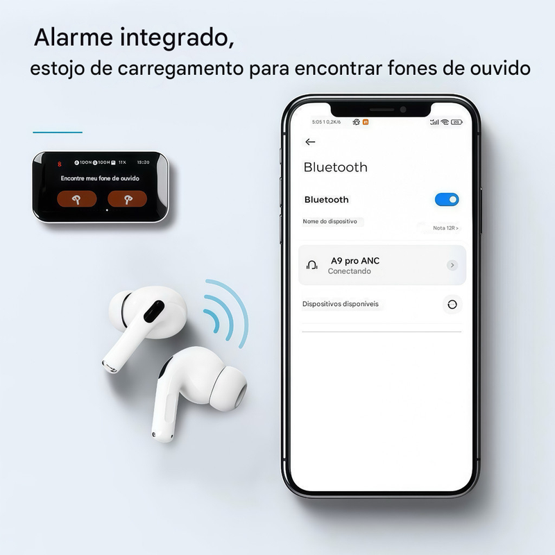Fone A9 Pro Touch Screen – O Som do Futuro em Suas Mãos! Smurfinity®